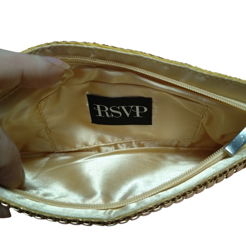 Charming Charlie RSVP Gold Fabric Mesh Bracelet Wristlet Purse Clutch Formal - Picture 2 of 4